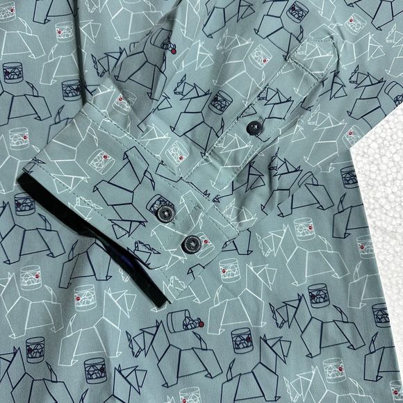 William Murray Scotch Blend Button Down Shirt Carolina Blue Scottie Size L NWT - Picture 7 of 15